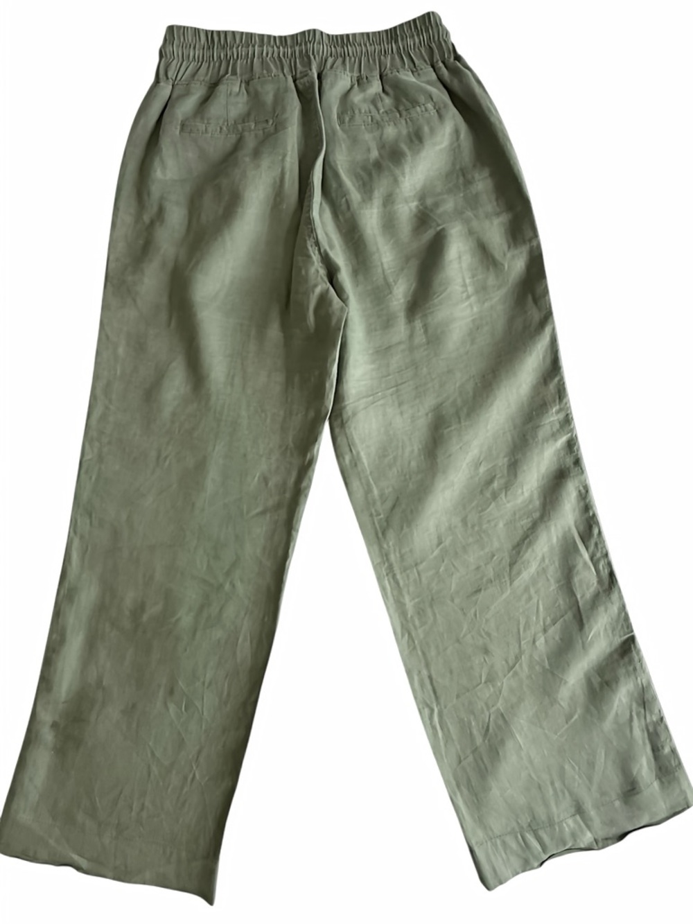 Quince 100% European Linen Pants Women S Sage Green Wide Leg Drawstring Pockets - Picture 2 of 7